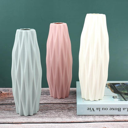 Slim Faceted Flower Vase, Matte Plastic, Three Colors, view 12