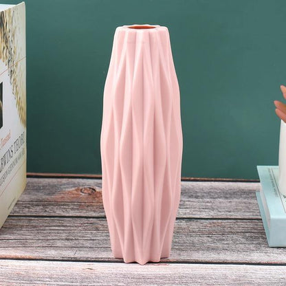 Slim Faceted Flower Vase, Matte Plastic, Three Colors, view 3