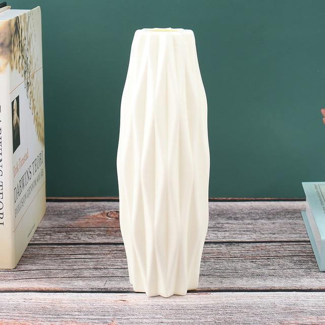 Slim Faceted Flower Vase, Matte Plastic, Three Colors, view 5