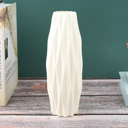 Slim Faceted Flower Vase, Matte Plastic, Three Colors, view 5