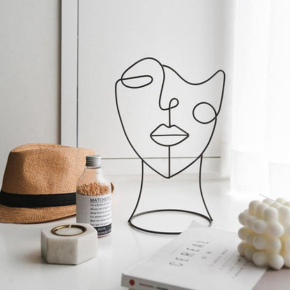 Iron Line Art Face Sculpture, Full or Half Face
