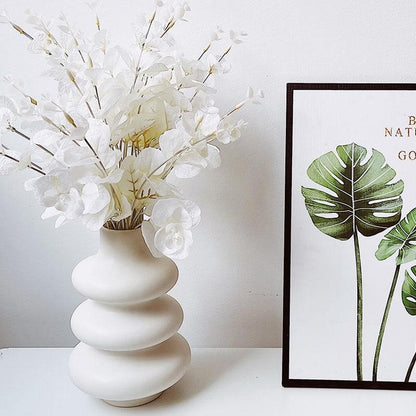 Abstract White Ceramic Vase for Flowers, 9 in Tall, view 6