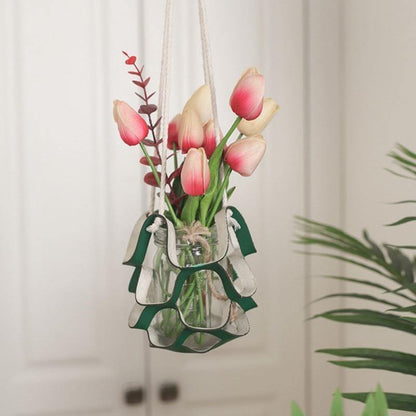 Vegan Leather and Rope Hanging Plant Holder, Two Sizes, view 3