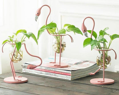 Flamingo Propagation Station with Glass Bulb Vase, view 3