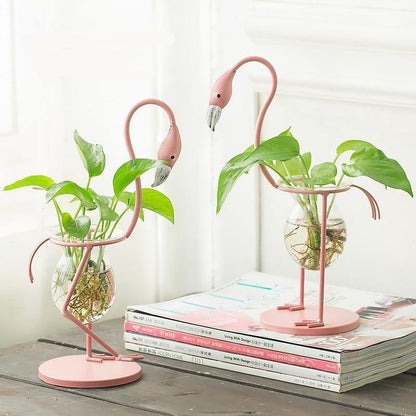 Flamingo Propagation Station with Glass Bulb Vase, view 2