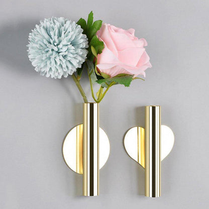 Wall Mounted Metal Tube Bud Vase, Round or Heart, view 8