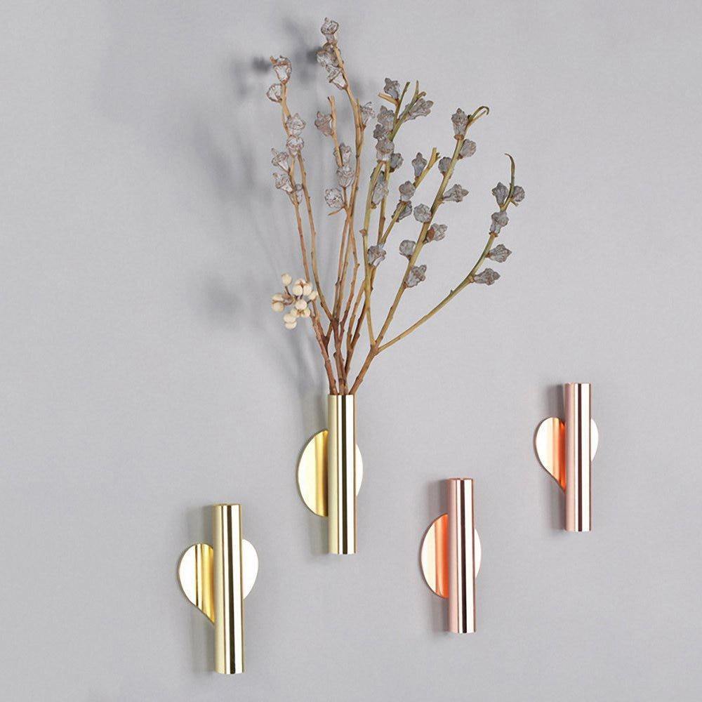 Wall Mounted Metal Tube Bud Vase, Round or Heart, view 9