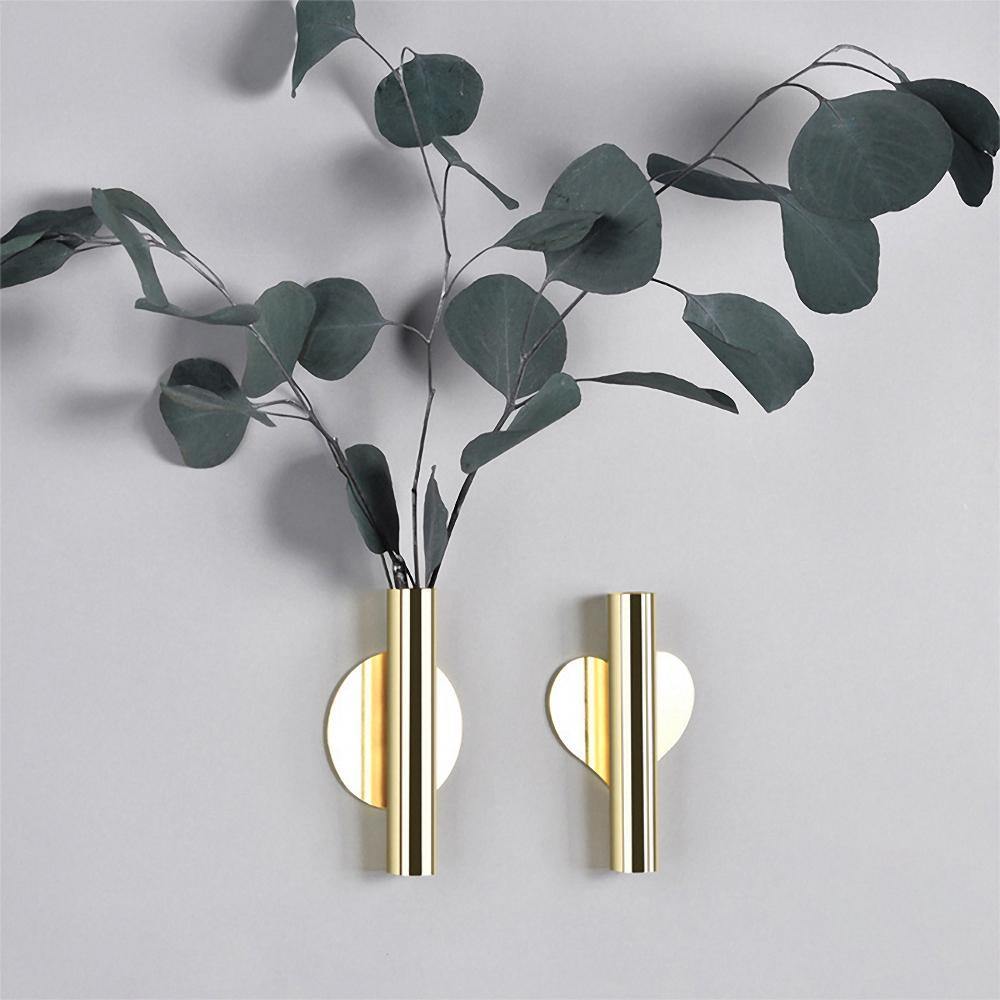 Wall Mounted Metal Tube Bud Vase, Round or Heart, view 11