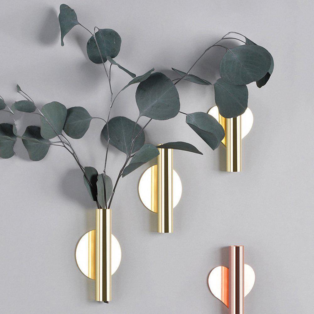 Wall Mounted Metal Tube Bud Vase, Round or Heart, view 2