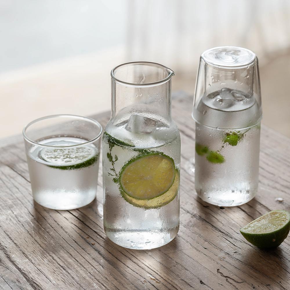 Glass Bedside Carafe Set with a Tumbler Lid, view 6