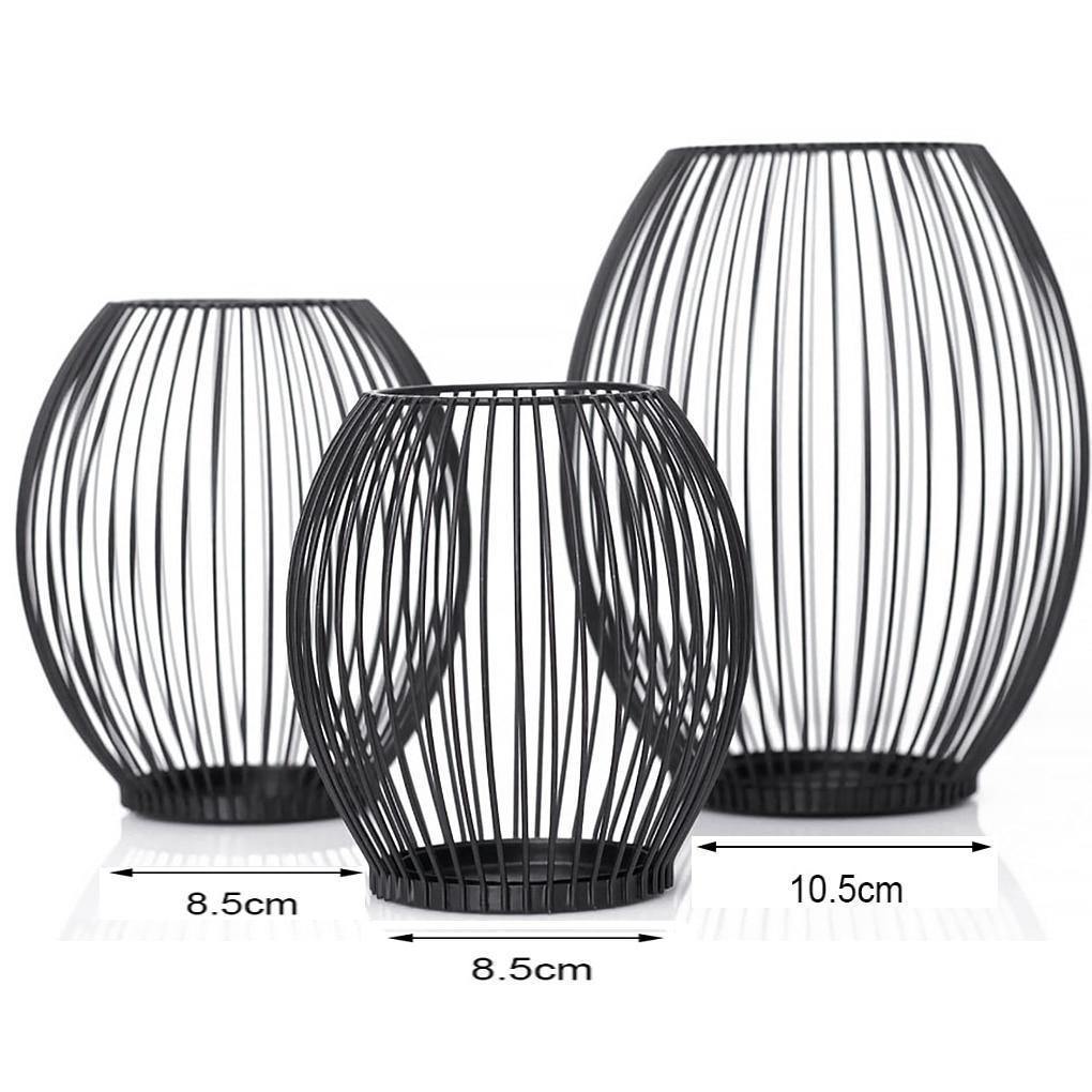 Black Wire Cage Candle Lantern, Three Sizes, view 11