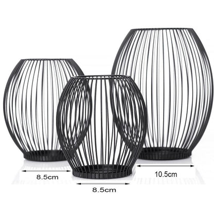 Black Wire Cage Candle Lantern, Three Sizes, view 11