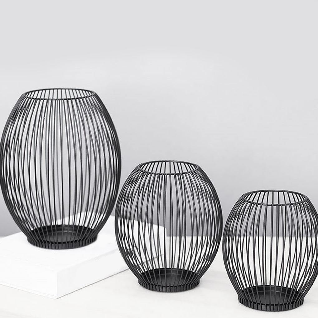 Black Wire Cage Candle Lantern, Three Sizes, view 4