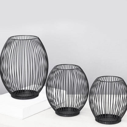 Black Wire Cage Candle Lantern, Three Sizes, view 4