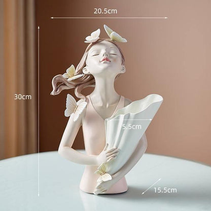 Butterfly Girl Bust Vase, Hand Painted Resin, view 7