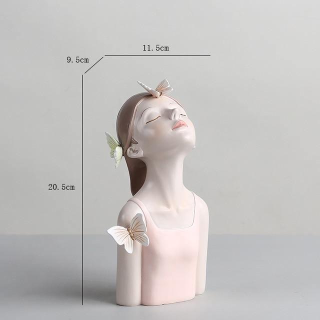 Butterfly Girl Bust Vase, Hand Painted Resin, view 13