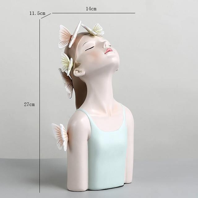 Butterfly Girl Bust Vase, Hand Painted Resin, view 15