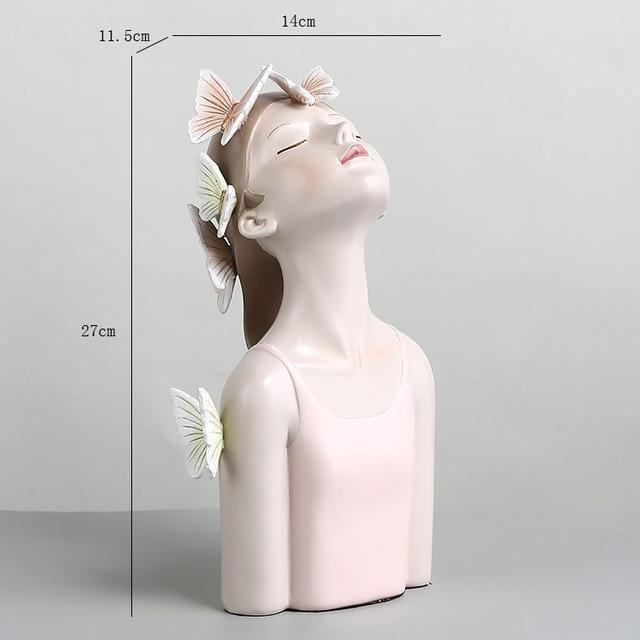 Butterfly Girl Bust Vase, Hand Painted Resin, view 11