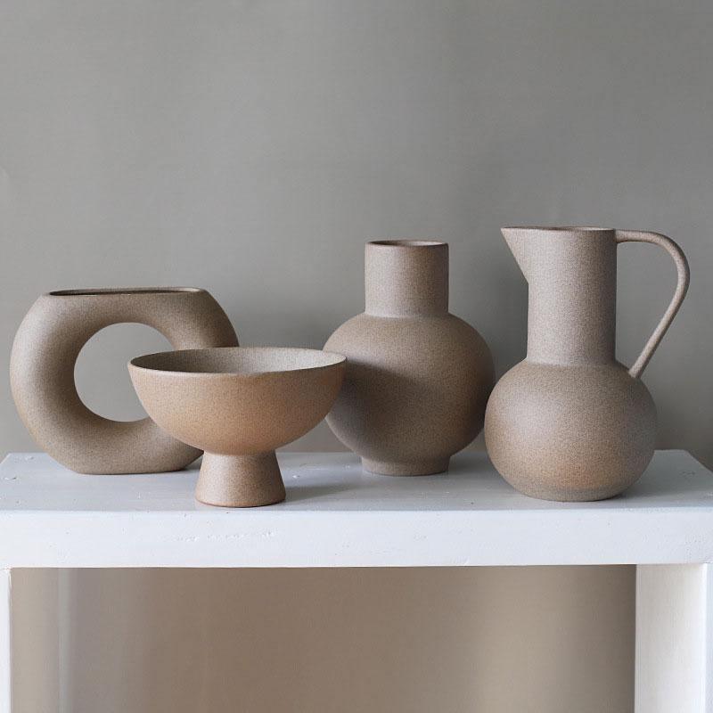 Satin Ceramic Vase in Moon, Round, Open or Pot, view 5