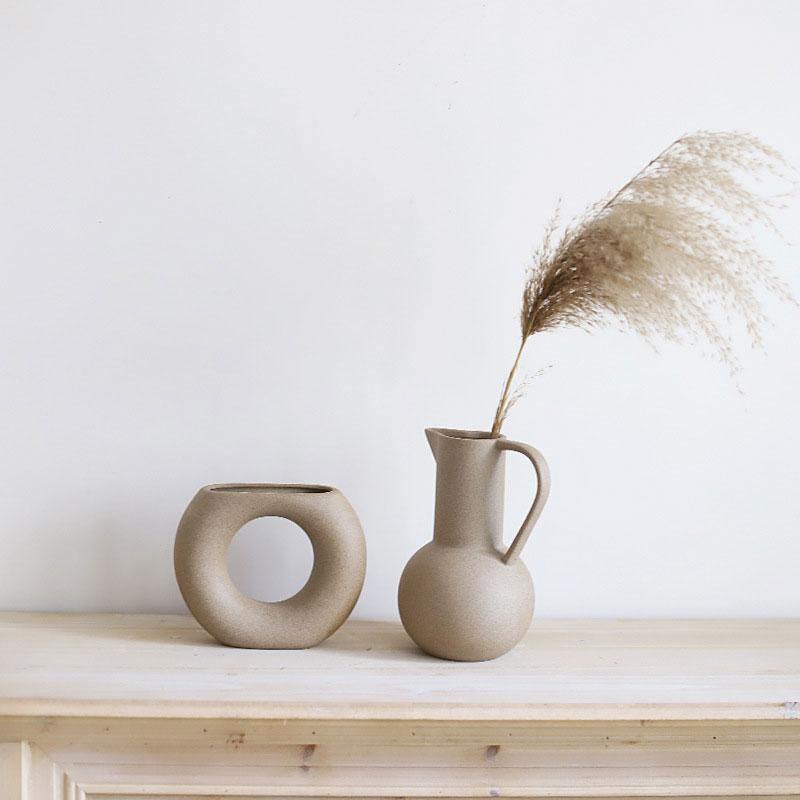 Satin Ceramic Vase in Moon, Round, Open or Pot, view 4