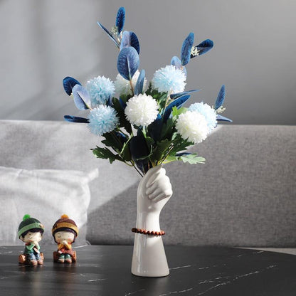 White Ceramic Hand Shaped Flower Vase, view 9