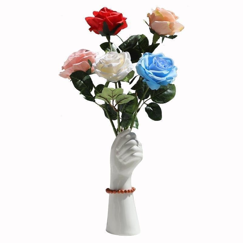 White Ceramic Hand Shaped Flower Vase, view 6