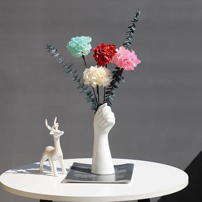 White Ceramic Hand Shaped Flower Vase, view 5