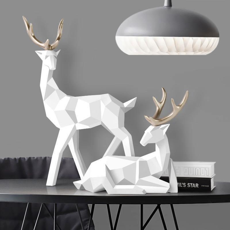 Geometric Reindeer Sculptures in Resin, Set of Two, view 6