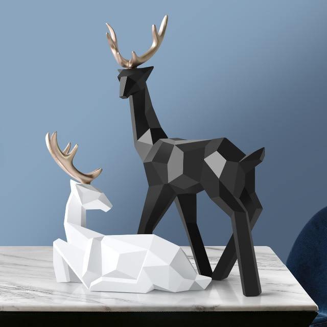 Geometric Reindeer Sculptures in Resin, Set of Two, view 8