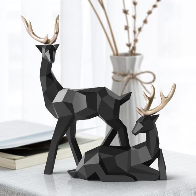 Geometric Reindeer Sculptures in Resin, Set of Two, view 4