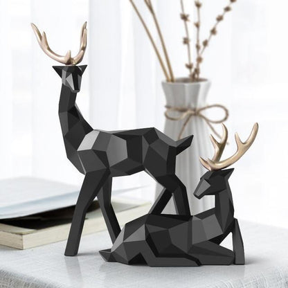 Geometric Reindeer Sculptures in Resin, Set of Two, view 4