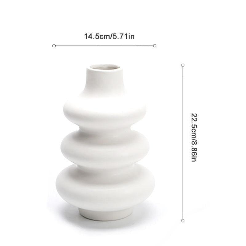 Abstract White Ceramic Vase for Flowers, 9 in Tall, view 8