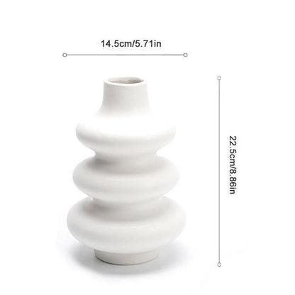 Abstract White Ceramic Vase for Flowers, 9 in Tall, view 8
