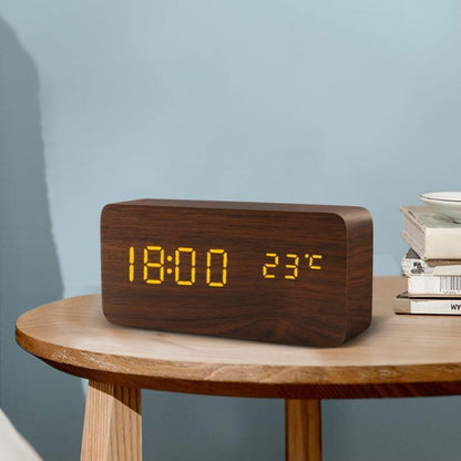 Wood Effect LED Alarm Clock, Cube or Rectangle, view 4