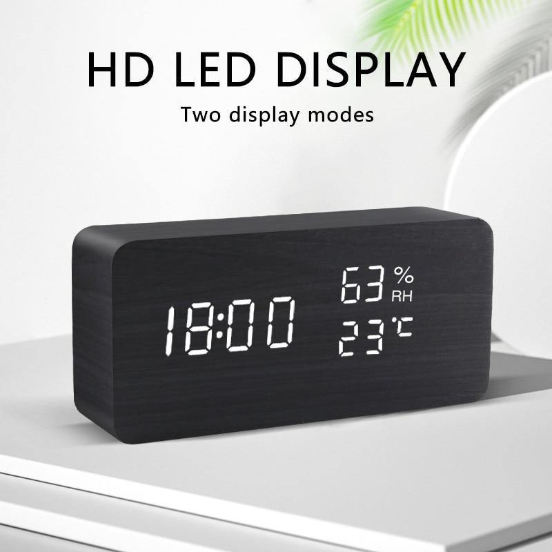 Wood Effect LED Alarm Clock, Cube or Rectangle, view 3