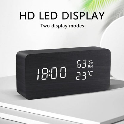 Wood Effect LED Alarm Clock, Cube or Rectangle, view 3