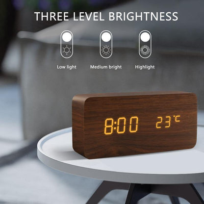 Wood Effect LED Alarm Clock, Cube or Rectangle, view 5