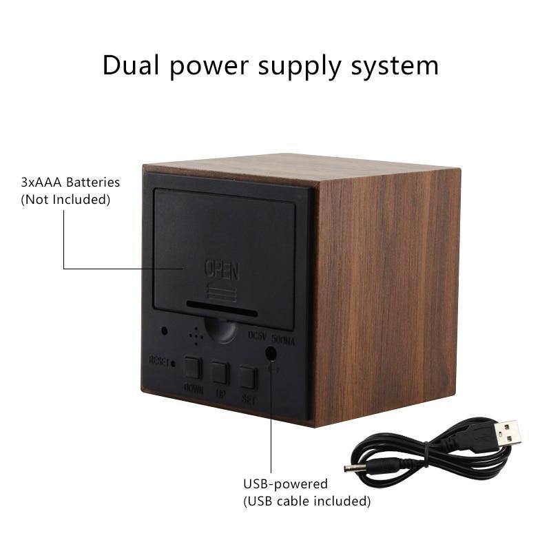 Wood Effect LED Alarm Clock, Cube or Rectangle, view 7