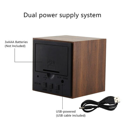 Wood Effect LED Alarm Clock, Cube or Rectangle, view 7