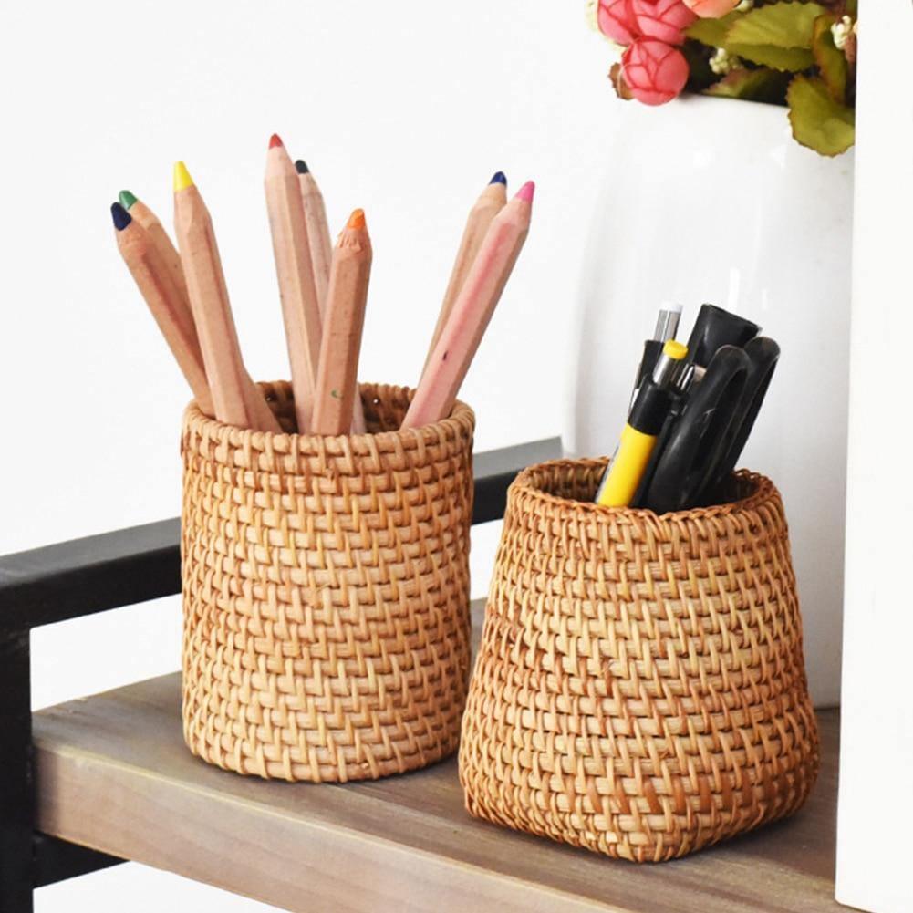 Small Hand Woven Rattan Storage Basket for Desks, view 25