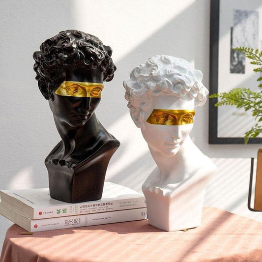 David Bust Statue with Gold Accent, White or Black, view 2