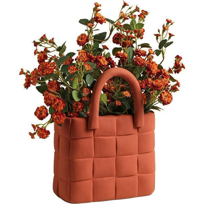 Basketweave Ceramic Vase, Matte Porcelain, 10 in Tall, view 10