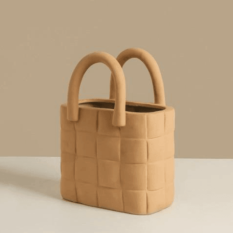 Basketweave Ceramic Vase, Matte Porcelain, 10 in Tall, view 14