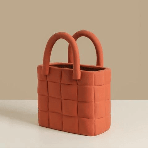 Basketweave Ceramic Vase, Matte Porcelain, 10 in Tall, view 12