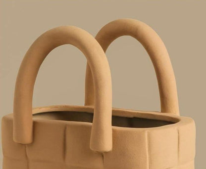 Basketweave Ceramic Vase, Matte Porcelain, 10 in Tall, view 11