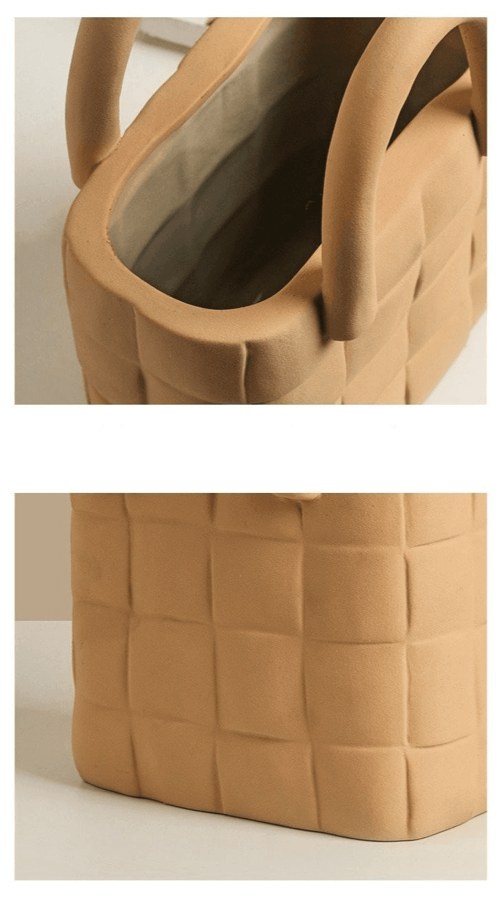Basketweave Ceramic Vase, Matte Porcelain, 10 in Tall, view 13