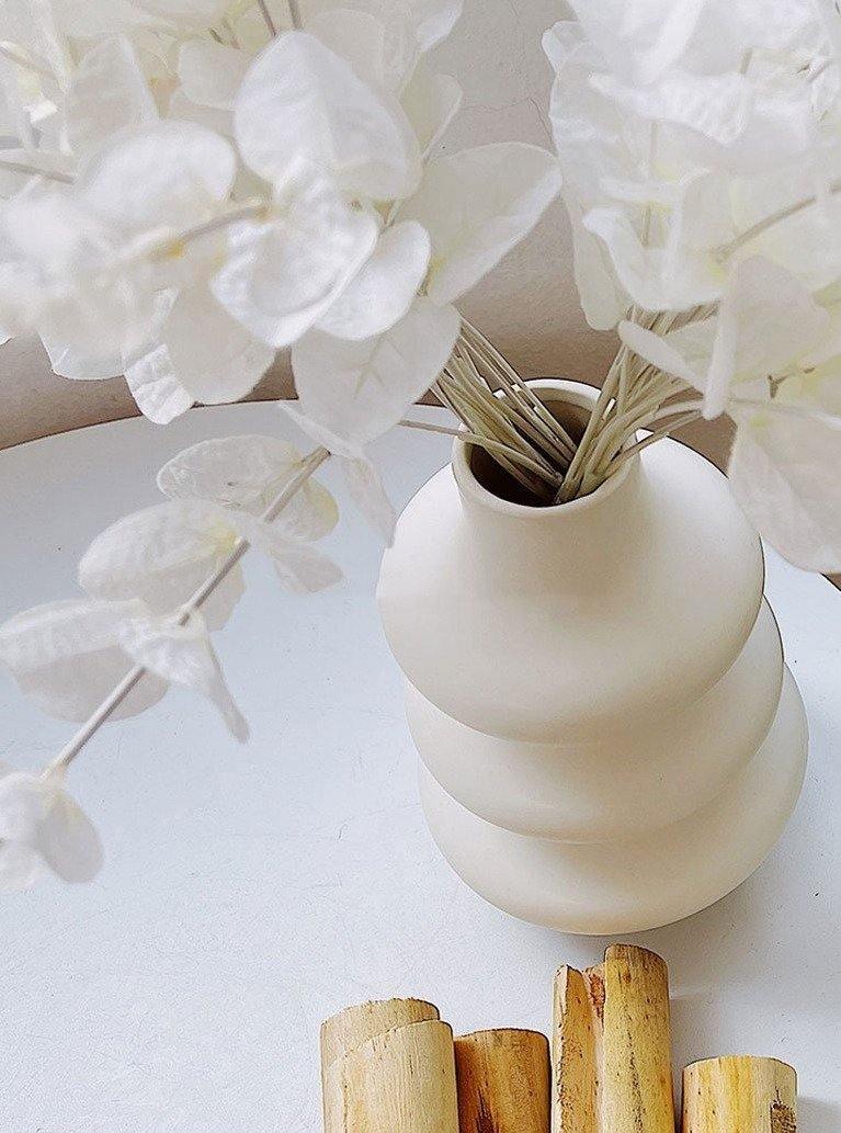 Abstract White Ceramic Vase for Flowers, 9 in Tall, view 7
