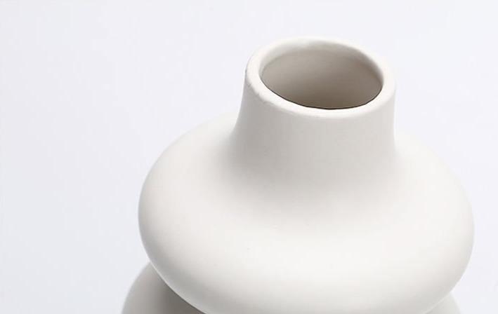 Abstract White Ceramic Vase for Flowers, 9 in Tall, view 3