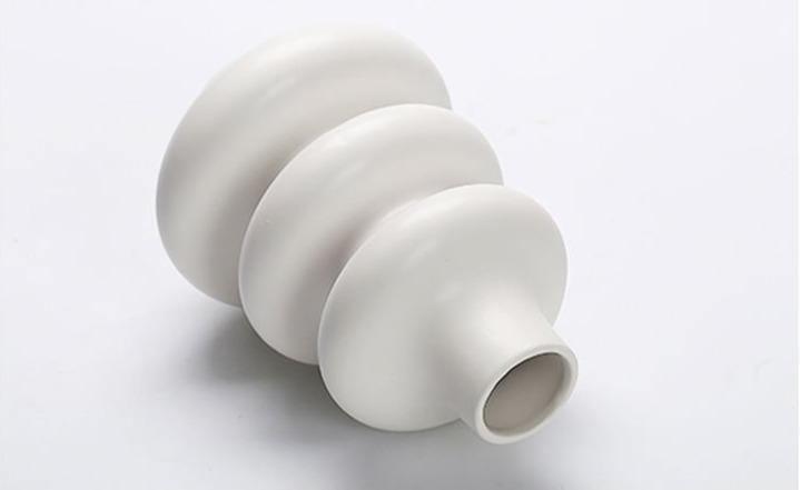 Abstract White Ceramic Vase for Flowers, 9 in Tall, view 4