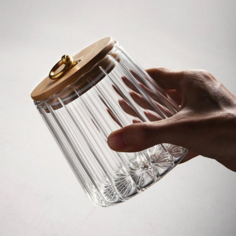 Ripple Glass Storage Jar with Bamboo Lid, view 7